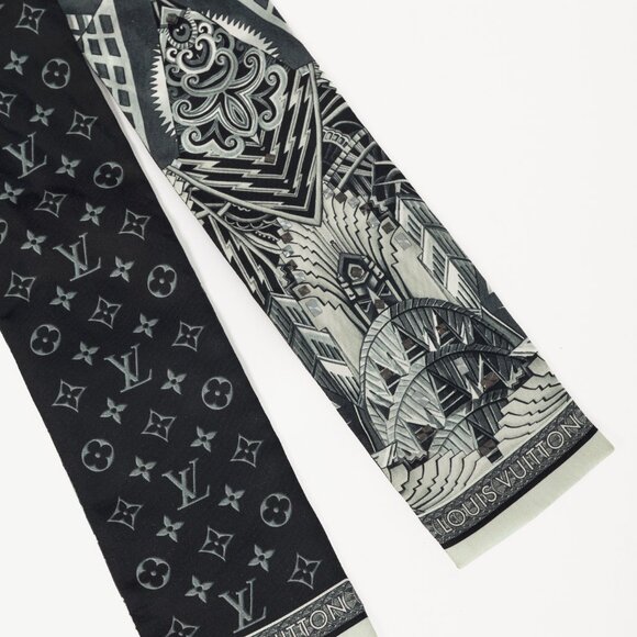 Louis Vuitton LV Buildings Black Art Deco & Monogram Studded Bandeau - Picture 2 of 3